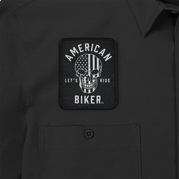American Biker  Biker Sam Lightweight Shirt - Black/White - Small ABBSAM07ST74BKSR