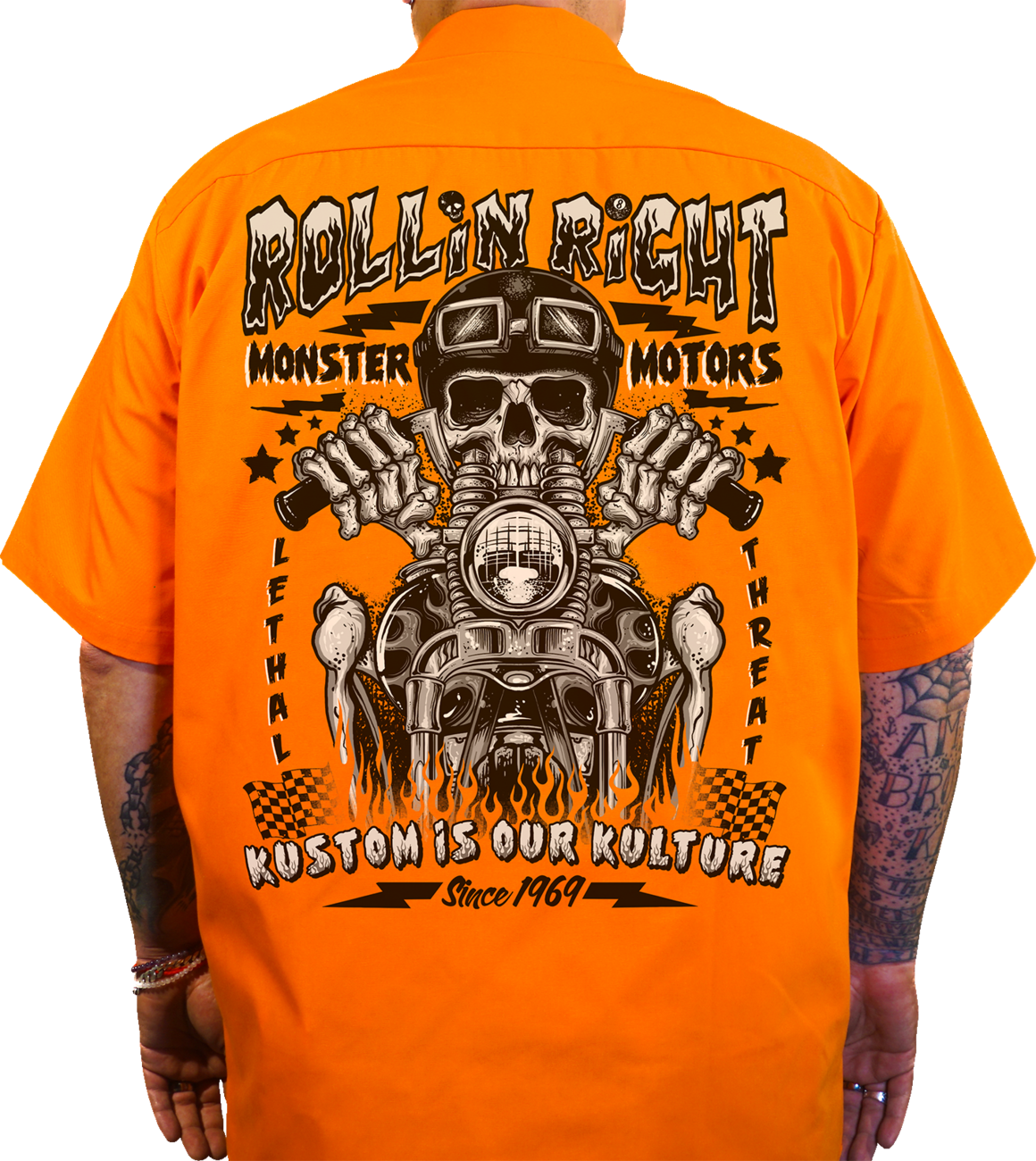 LETHAL THREAT Rollin Right Shop Shirt - Orange - Medium DG60173M
