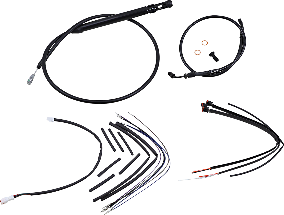 BURLY BRAND Cable Kit - Jail Bar - 14" Handlebars - Black Vinyl B30-1253