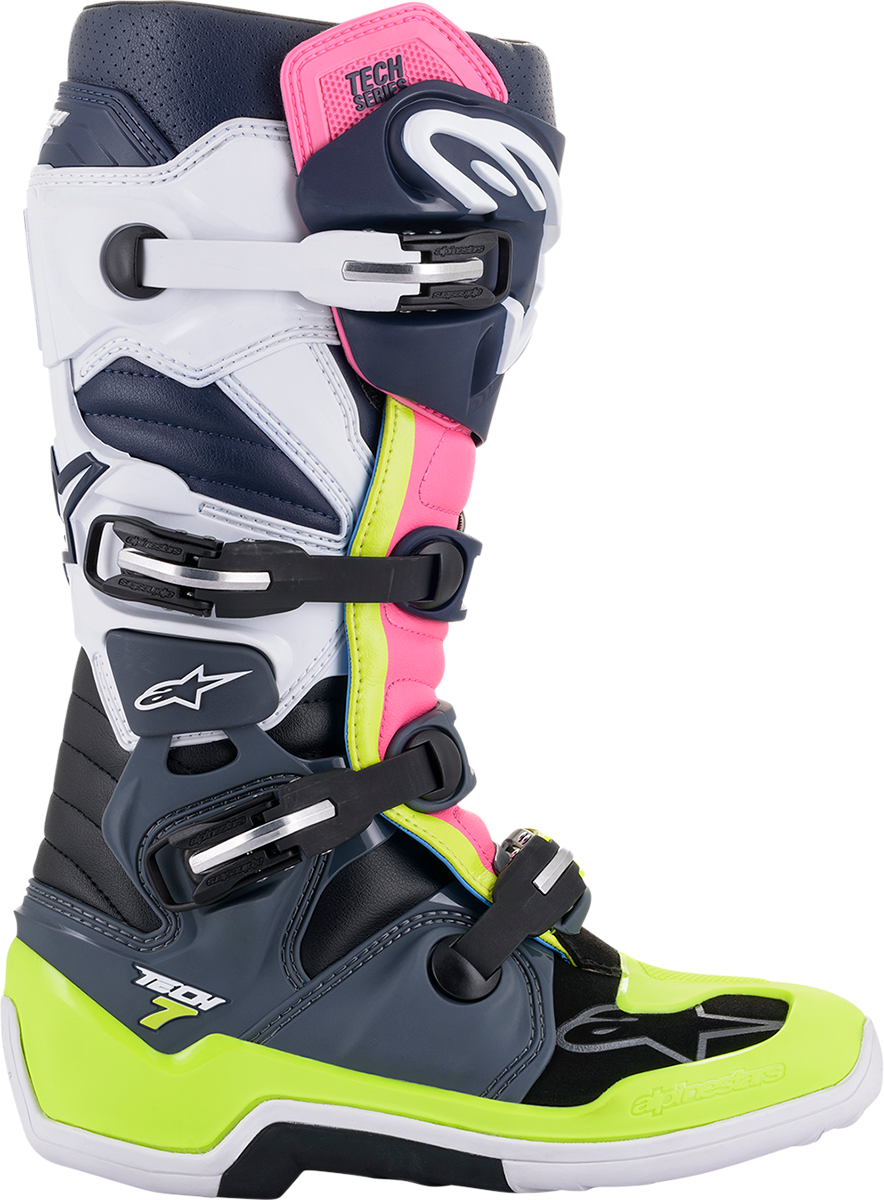 ALPINESTARS Tech 7 Boots - Black/Pink/White/Yellow - US 9 2012014-9076-9