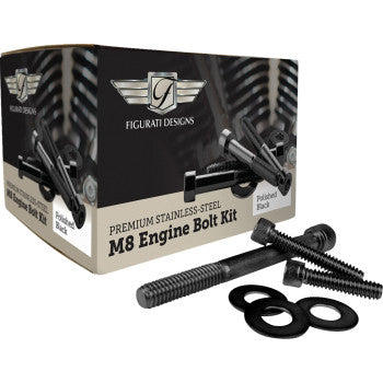 FIGURATI DESIGNS Engine Bolt Kit - Black - M8  FD100-M8 BOLT-BLK