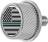 FIGURATI DESIGNS Seat Mounting Knob - Stainless Steel - Green Line American Flag FD72-SEAT KN-SS