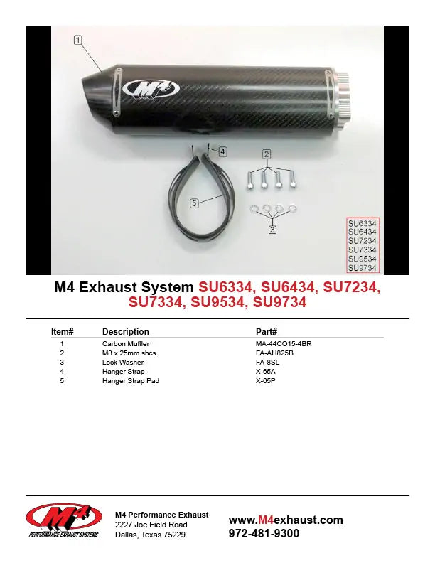 M4 Exhaust Carbon Fiber Bolt On 2004-2005 GSXR 750 SU7334