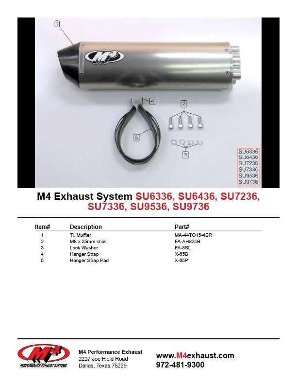 M4 Exhaust Titanium Bolt On 2004-2005 GSXR 750 SU7336