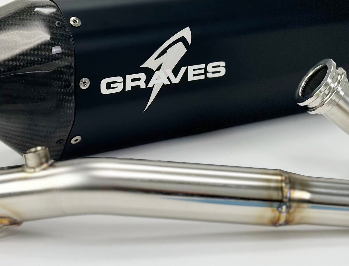 Graves Full Stainless Exhaust - Black Crf300   2021-2023 Exh-21c3l-Fsak