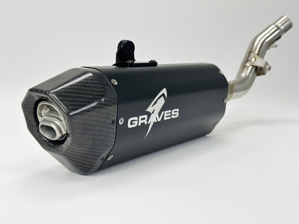 Graves Full Stainless Exhaust - Black Crf300   2021-2023 Exh-21c3l-Fsak