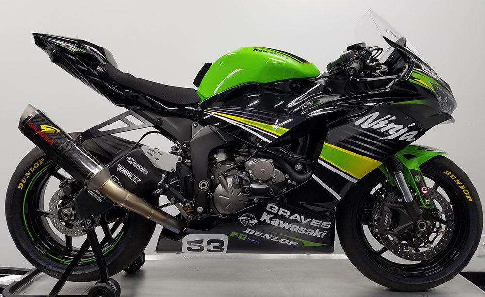 Graves Motorsports Works2 Carbon Full Exhaust System Zx6r 2019-2025  Exk-19zx6-Ftcw2