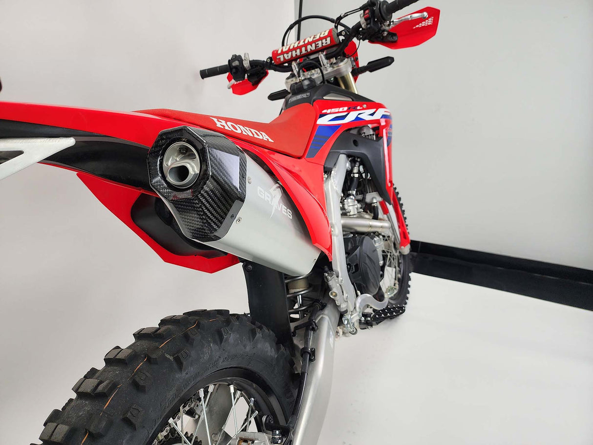 Graves MotorSports Honda CRF450RL / L / X Full Exhaust Aluminum - Silver EXH-19C4X-FTA