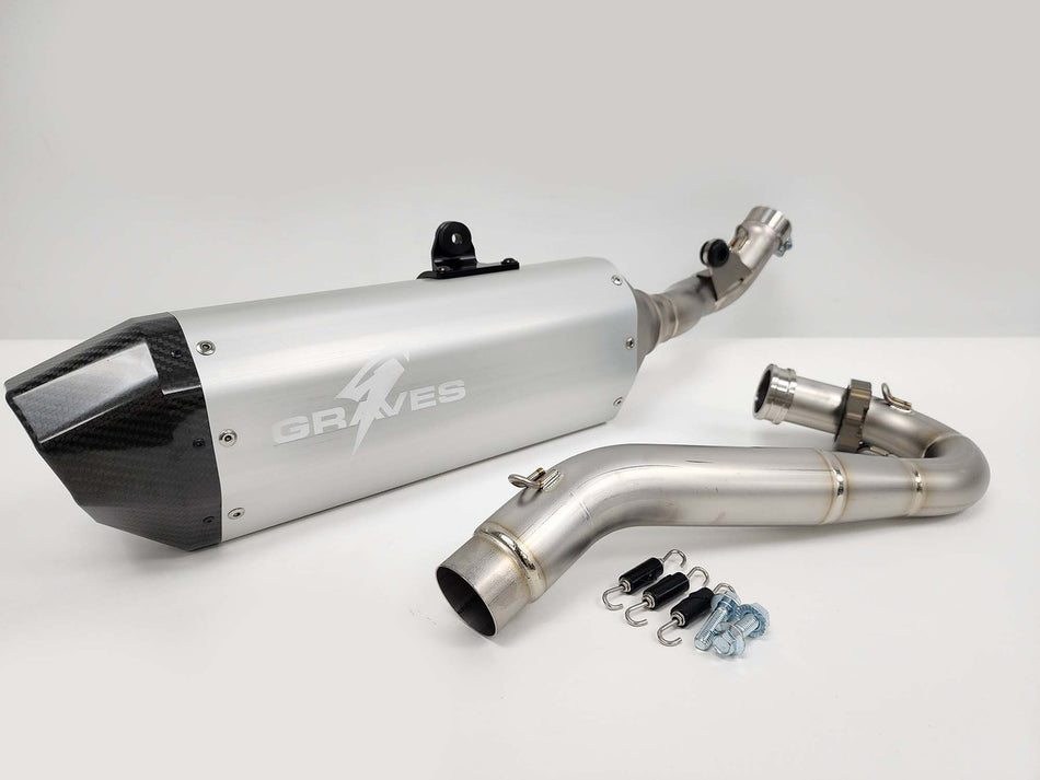 Graves MotorSports Honda CRF450RL / L / X Full Exhaust Aluminum - Silver EXH-19C4X-FTA