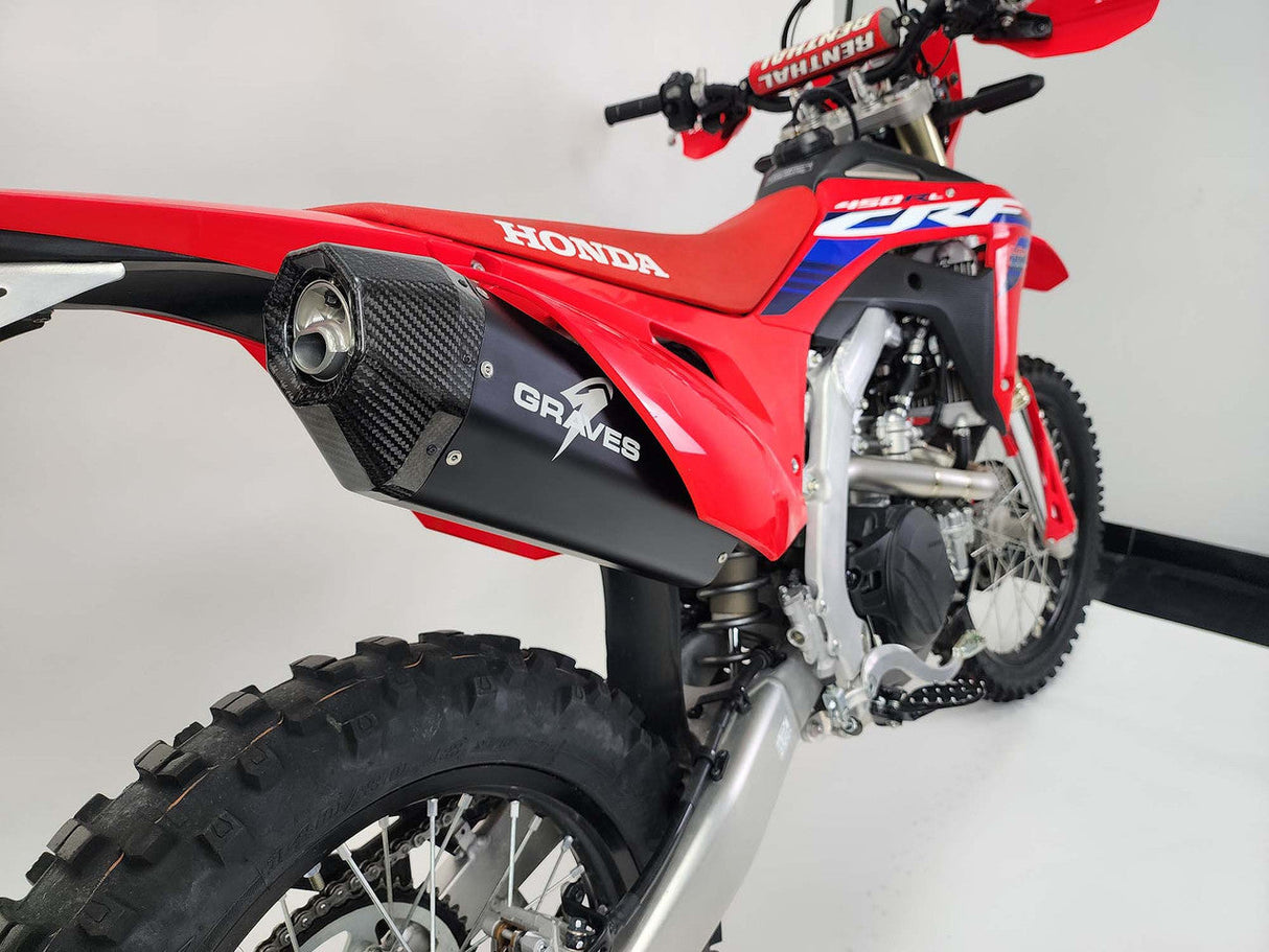 Graves MotorSports Honda CRF450RL / L / X Full Exhaust Aluminum - Black EXH-19C4X-FTAK