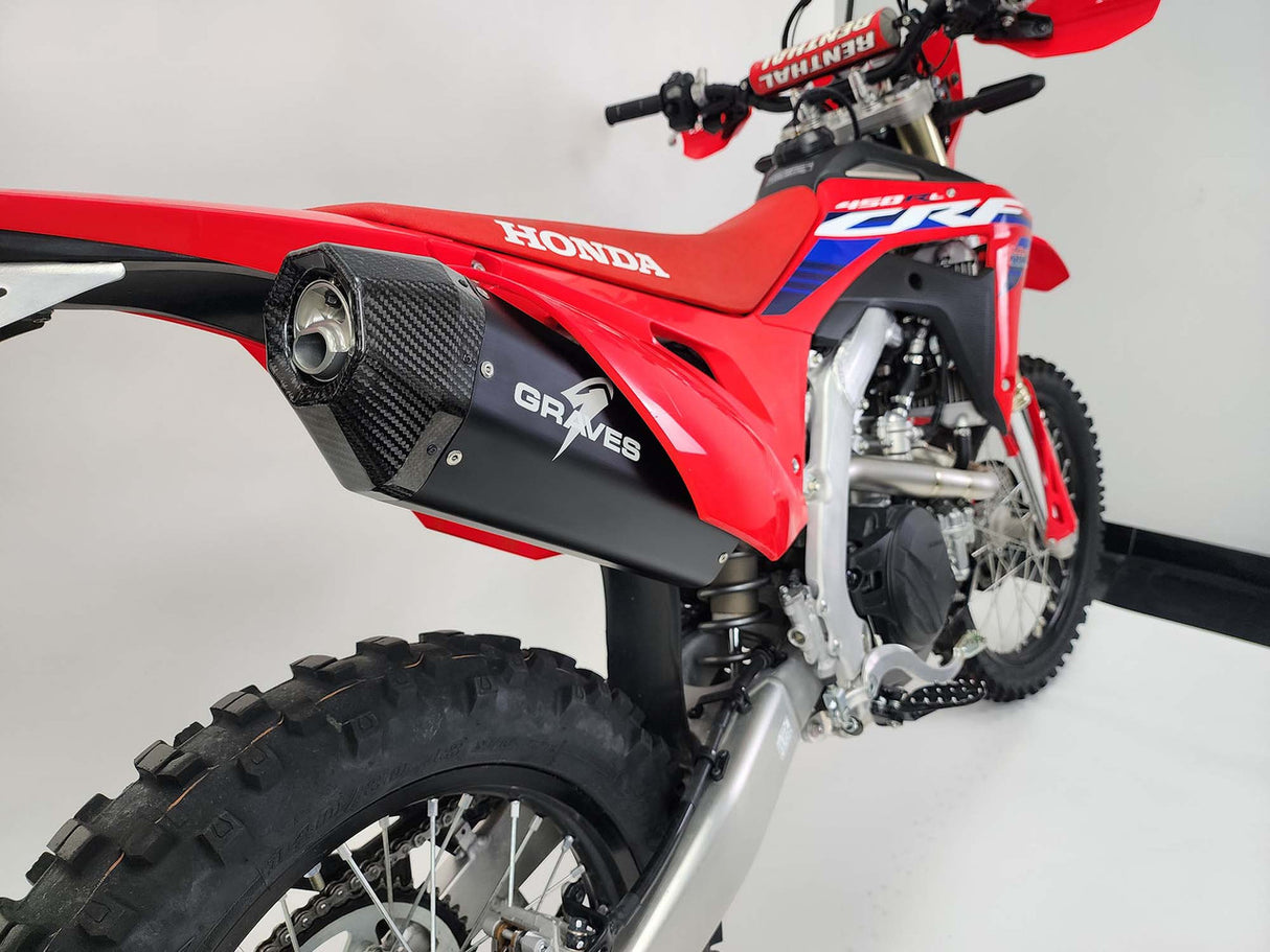 Graves MotorSports Honda CRF450RL / L / X 2019-2024 Aluminum - Black  Exhaust EXH-19C4X-SOAK