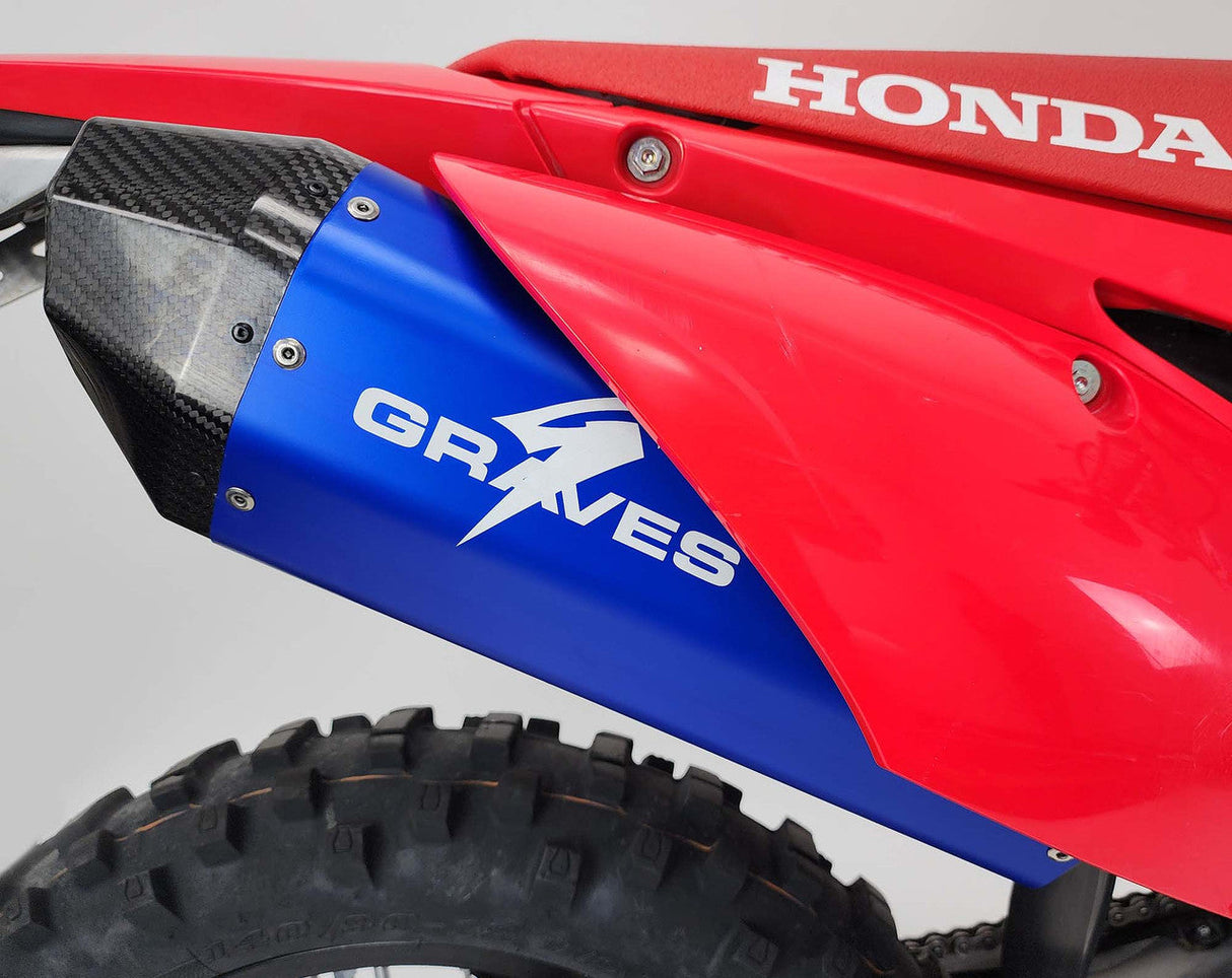 Graves MotorSports Honda CRF450RL / L / X 2019-2025 Aluminum - Blue Exhaust EXH-19C4X-SOAB