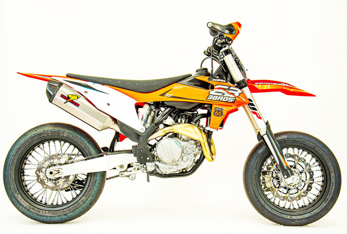 Escape deslizante de titanio Graves Motorsports - Tapa de carbono Ktm Sx-F / Husqvarna - Gas Gas 350 /450 2019-2022 Exk-19sxf-Sot