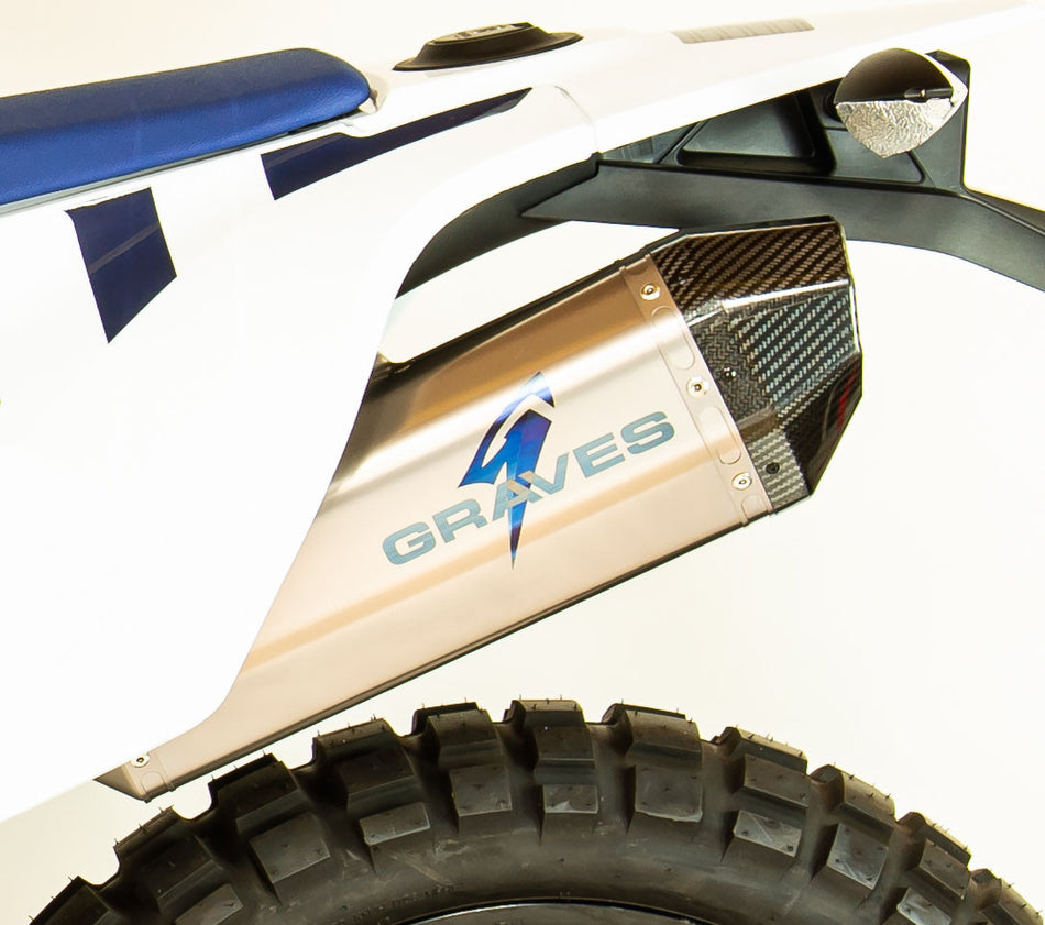 Graves Titanium Slip-On Exhaust - Carbon End Cap Ktm 690 Enduro R   2014-2018 - Husqvarna 701 Enduro R /Super Moto 2016 - 2023 Exk-14690-Sot