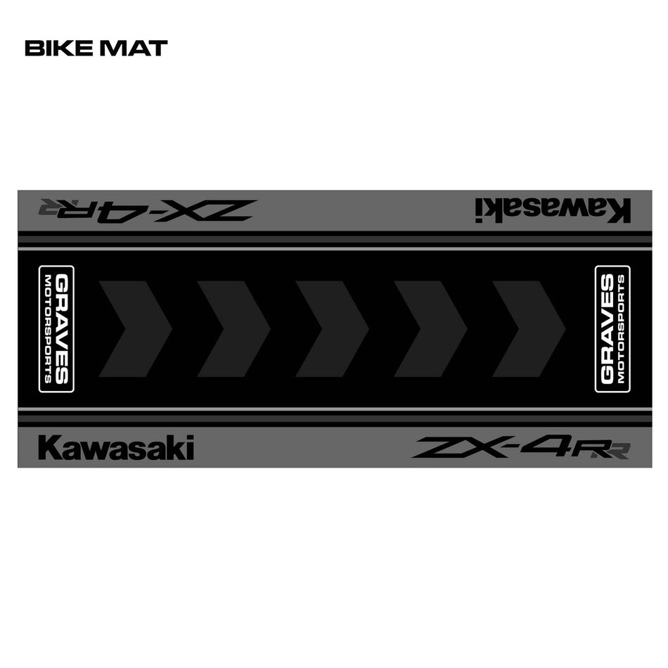 Graves Kawasaki ZX-4RR Bike Mat - Black + White 3.5 x 8 foot BMK-ZX4-002
