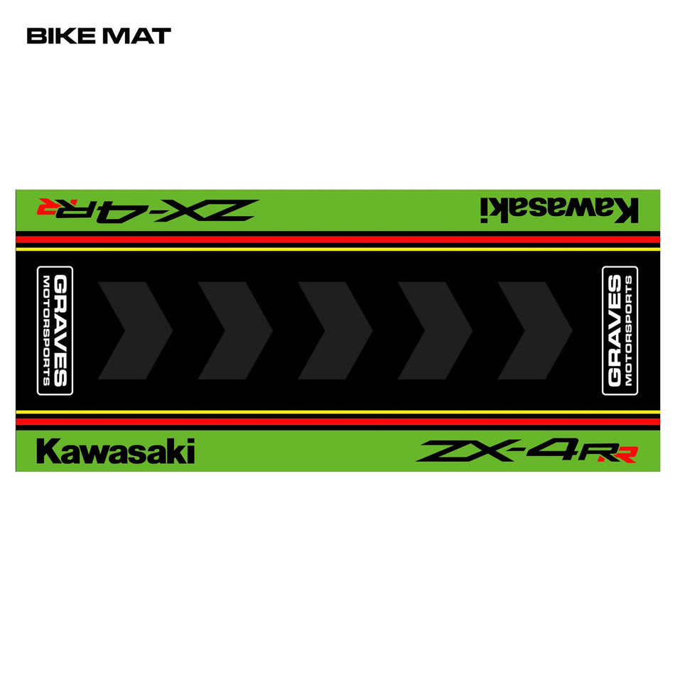 Graves Kawasaki ZX-4RR Bike Mat Green 3.5 x 8 foot  BMK-ZX4-001