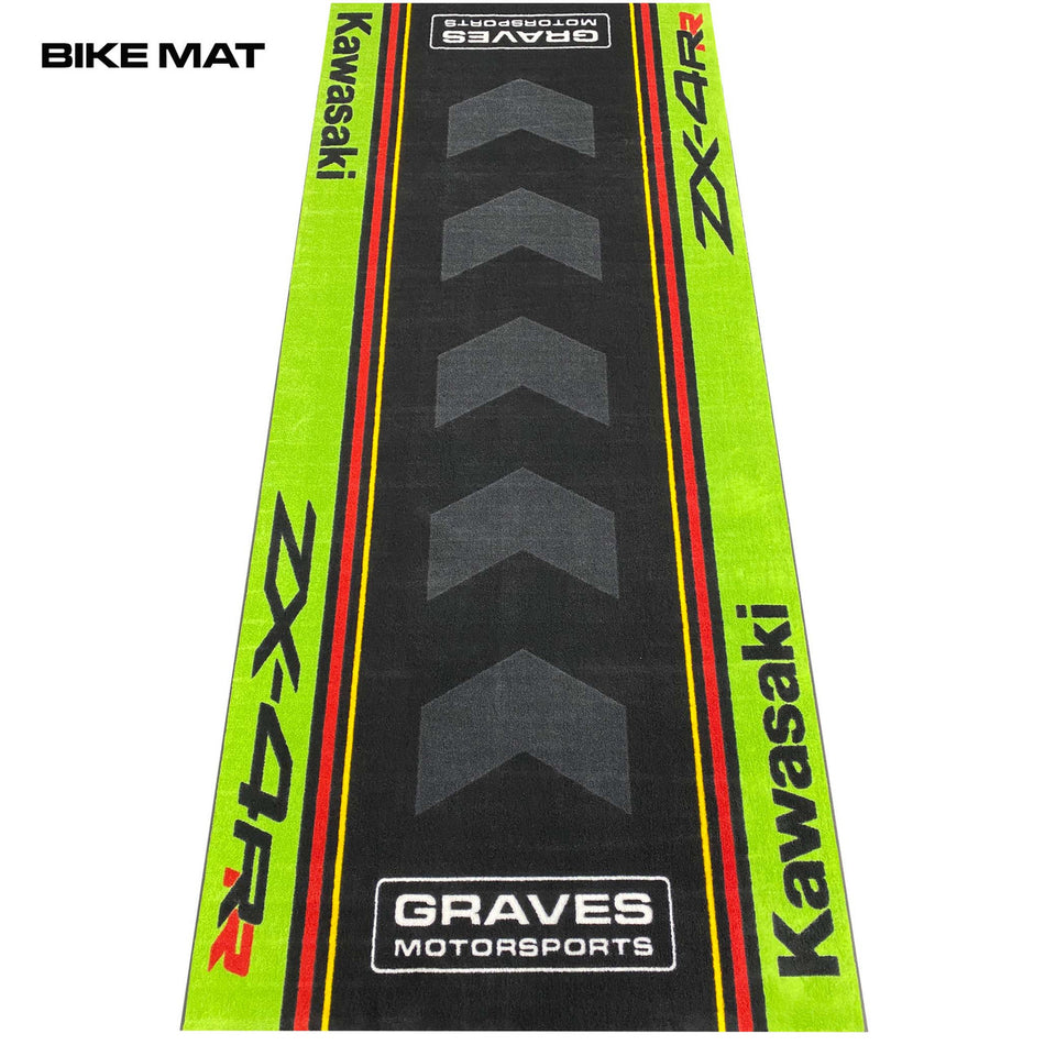 Graves Kawasaki ZX-4RR Bike Mat Green 3.5 x 8 foot  BMK-ZX4-001
