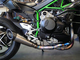 Vandemon  Ninja H2 & H2R Brushed Titanium Exhaust & Carbon Tip Muffler KAWAH2TICSBREXHCF