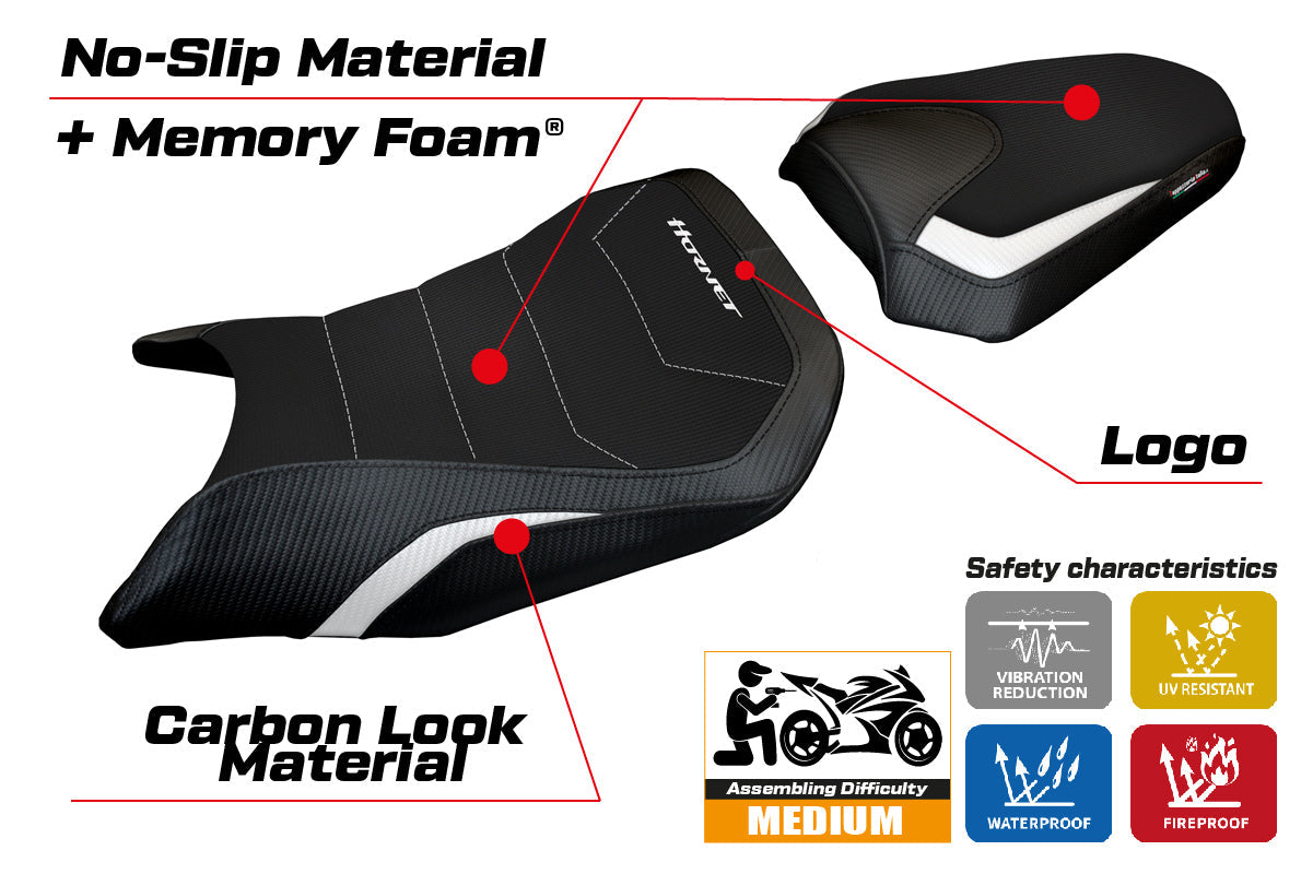 Tappezzeria Italia Honda CB500 Hornet 2024-2025 Seat Cover Comfort White and Black