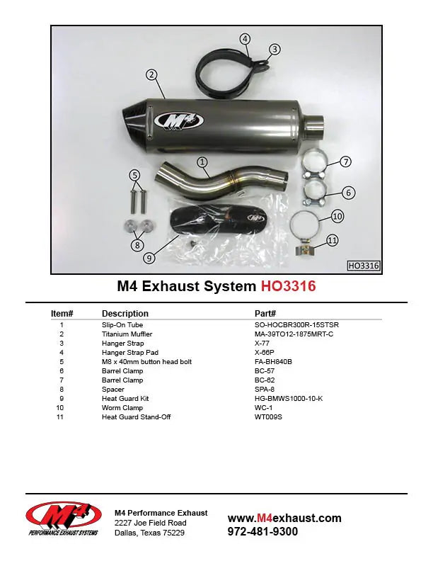 M4 Exhaust Titanium Slip On 2015-2022 CBR300R / CB300F HO3316