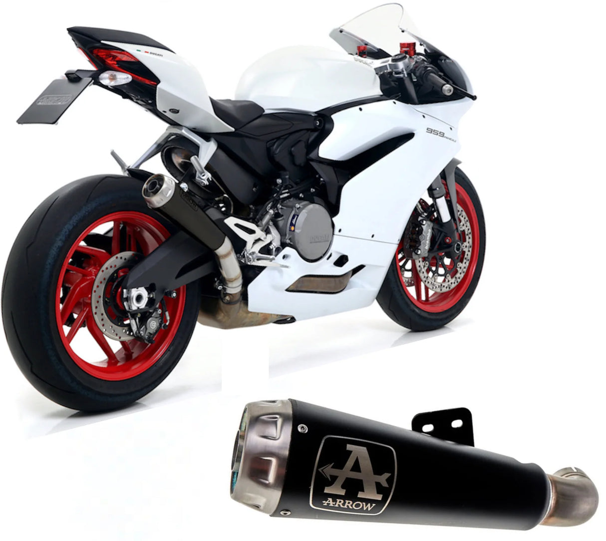 Arrow Ducati 959 Panigale 16-19  Homologated Nichrom Dark Pro-Race Silencer With Welded Link Pipe For Original Collectors 71880prn