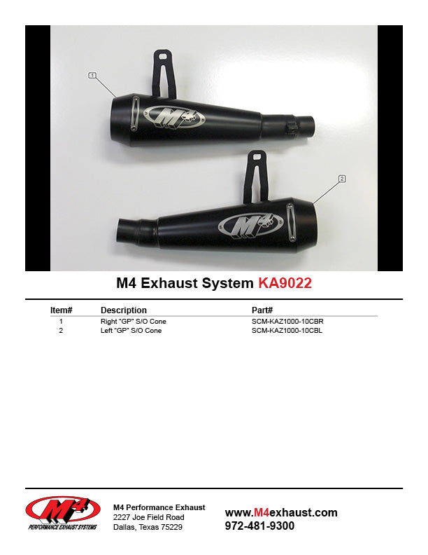 M4 Exhaust Dual Black GP Slip Ons 2010-2019 Z1000 KA9022-GP