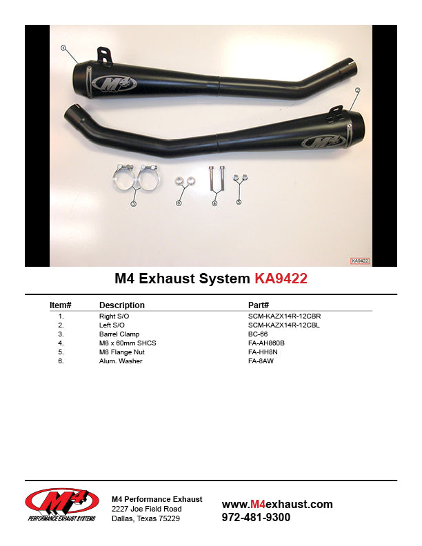 M4 Exhaust Black Retro-Drag Slip Ons 2012-2023 ZX14 KA9422