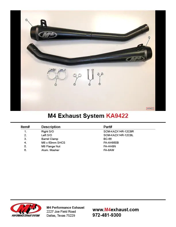 M4 Exhaust Black Retro-Drag Slip Ons 2012-2024  ZX14 KA9422
