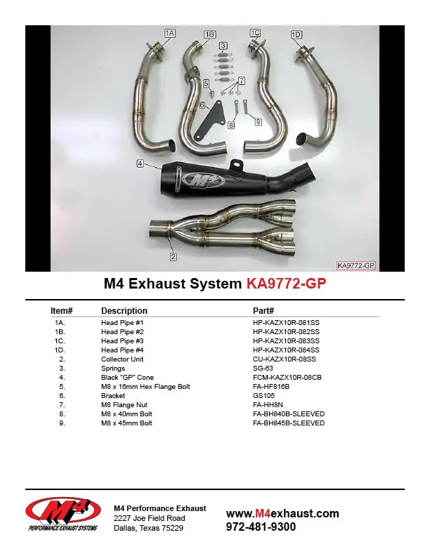 M4 Exhaust Full System GP Black 2008-2010 ZX10 KA9772-GP