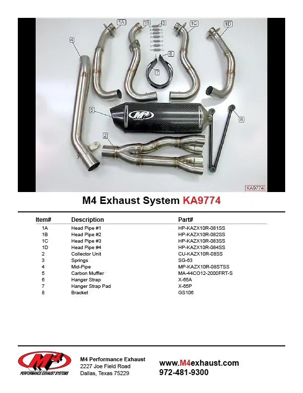 M4 Exhaust RACE Full System Carbon Canister 2008-2010 ZX10 KA9774