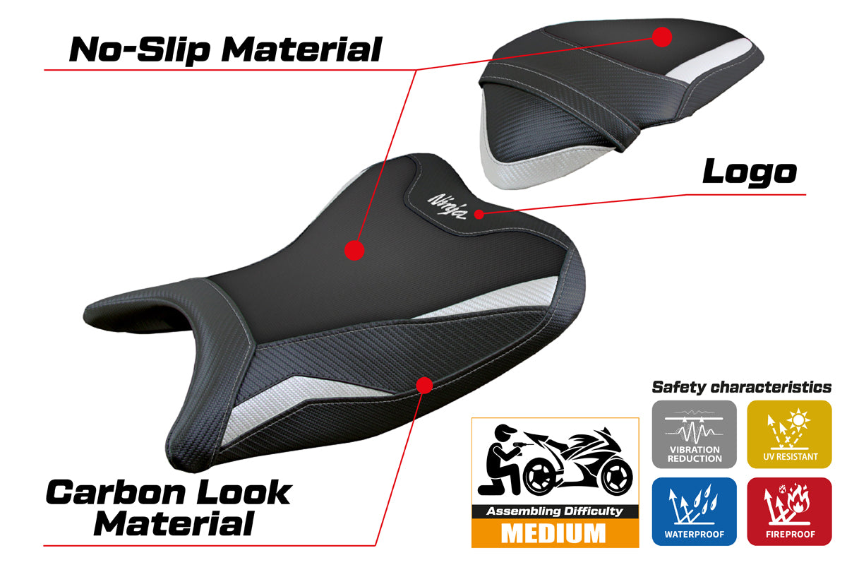 Tappezzeria Italia Kawasaki Ninja 400 2018-2023 Seat Cover in White and Black