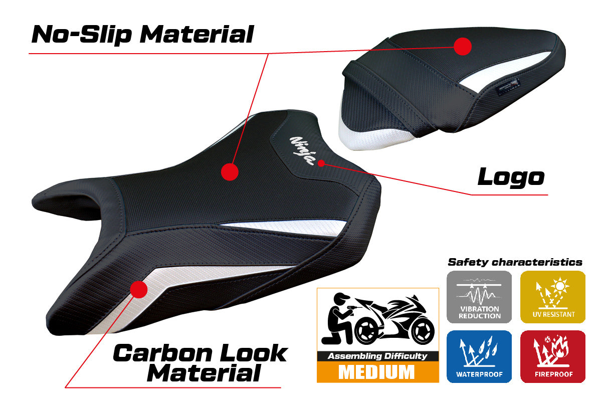 Tappezzeria Italia Kawasaki Ninja 500 2024-2025 Seat Cover in White Black