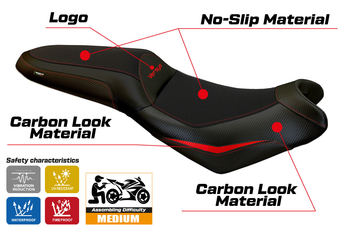 Tappezzeria Italia Kawasaki Versys 650 2007-2025 Seat Cover in Red and Black