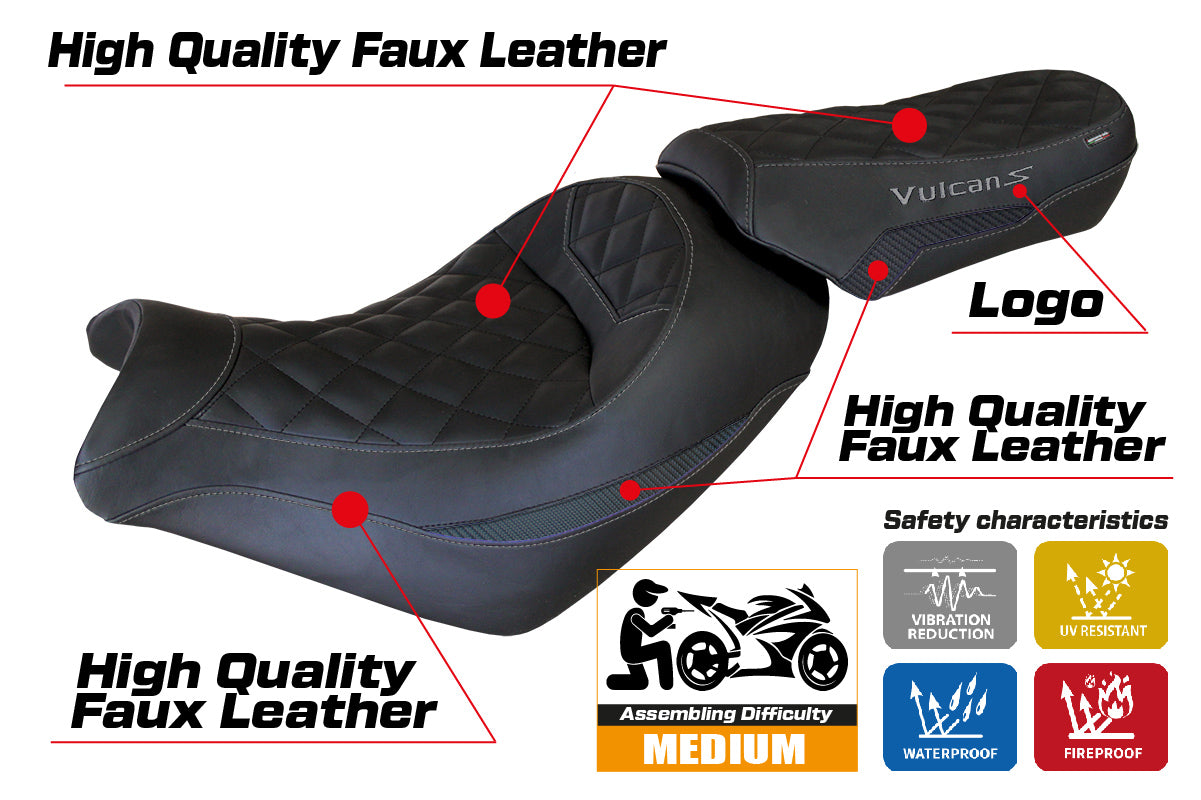 Tappezzeria Italia Kawasaki Vulcan 650 S 2014-2025 Seat Cover in Black