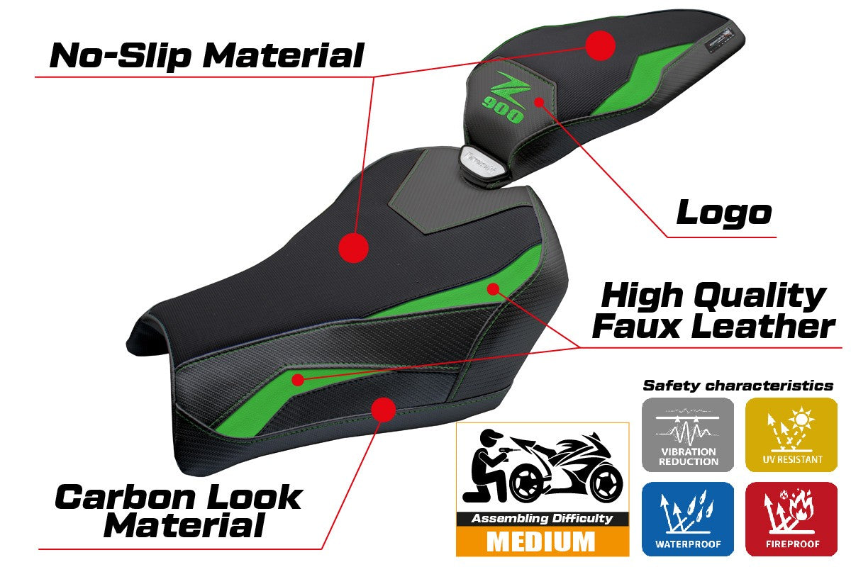 Tappezzeria Italia Kawasaki Z900 2025 Seat Cover Green Black