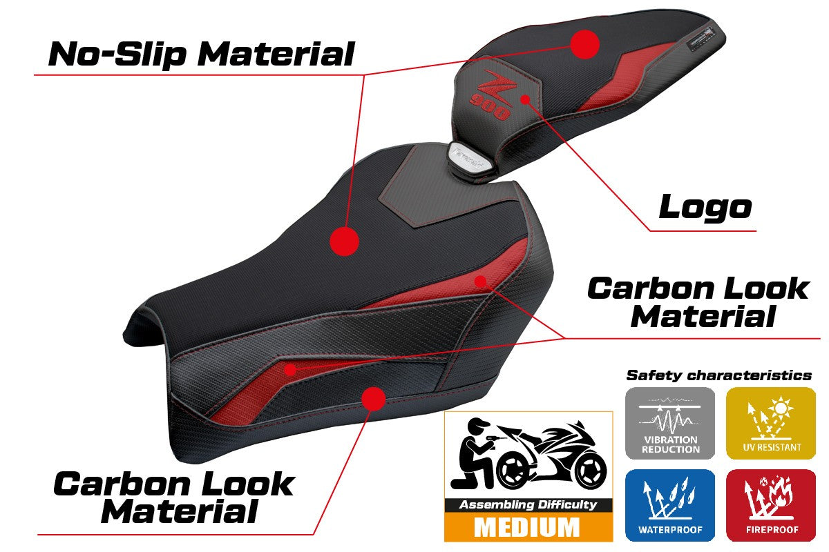 Tappezzeria Italia Kawasaki Z900 2025 Seat Cover Red Black