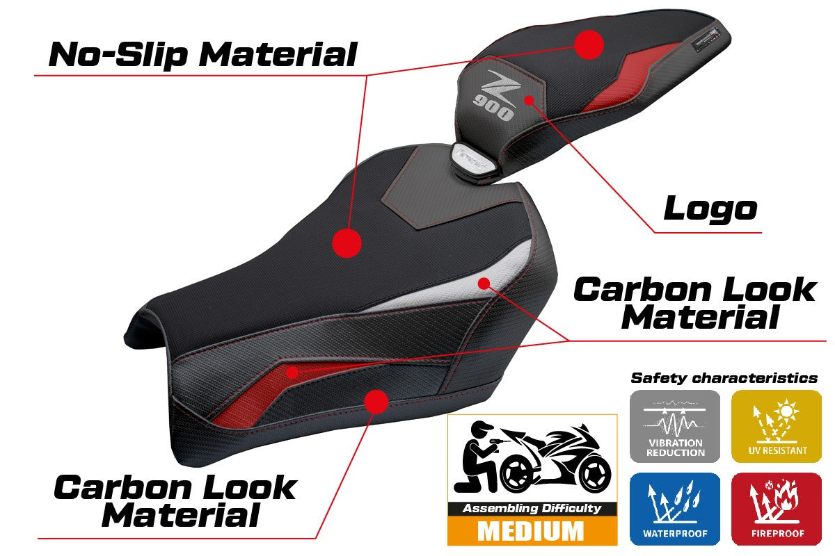 Tappezzeria Italia Kawasaki Z900 2025 Seat Cover Red Silver Black