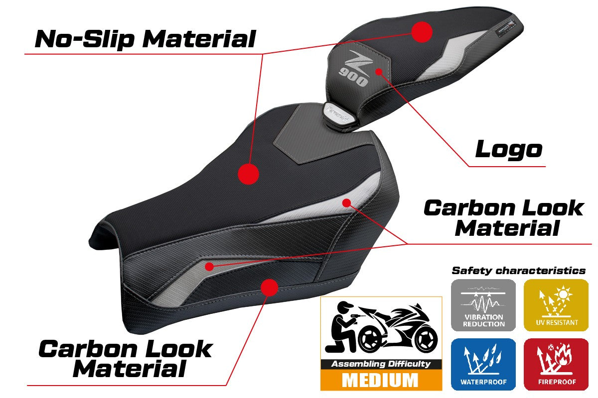 Tappezzeria Italia Kawasaki Z900 2025 Seat Cover Silver Black