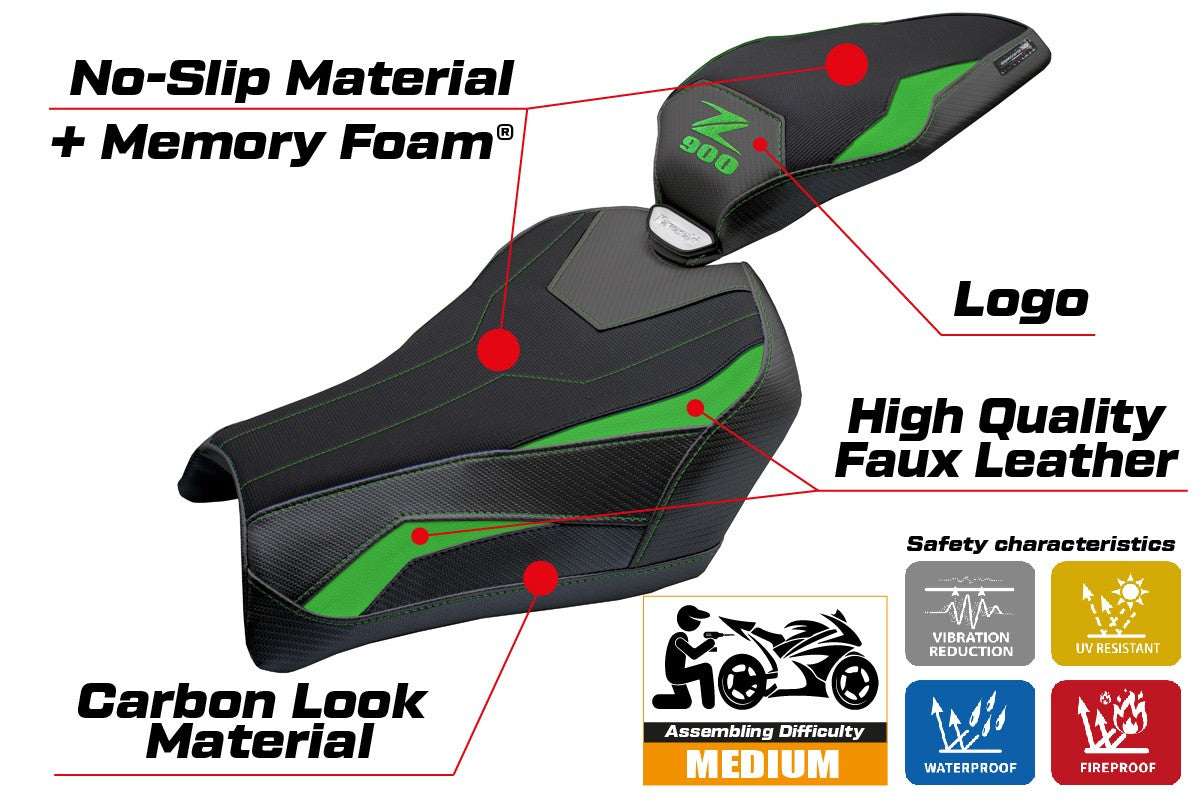 Tappezzeria Italia Kawasaki Z900 2025 Seat Cover Comfort Green Black