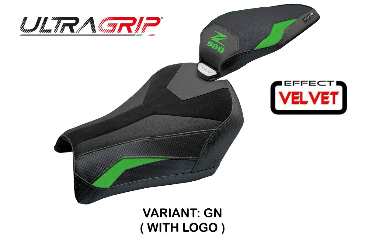 Tappezzeria Italia Kawasaki Z900 2025 Seat Cover Velvet Ultragrip Green Black