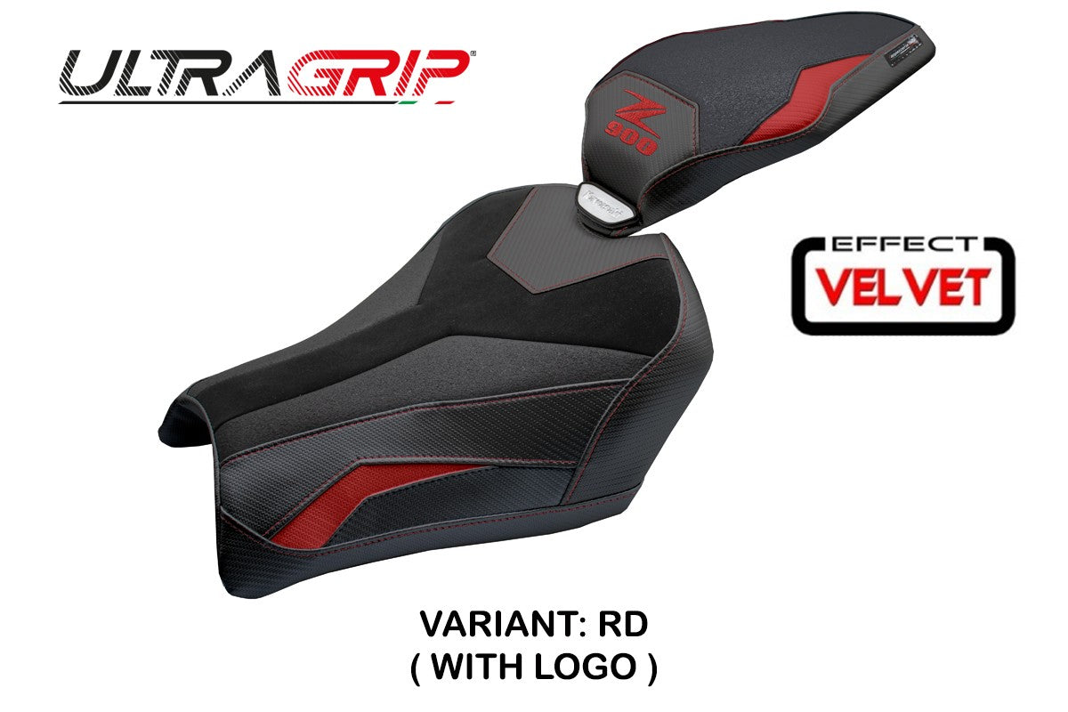 Tappezzeria Italia Kawasaki Z900 2025 Seat Cover Velvet Ultragrip Red Black