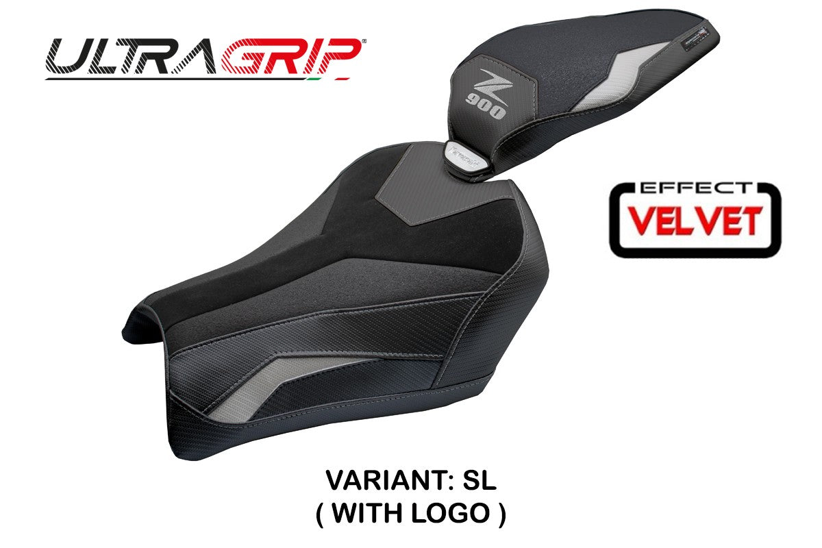 Tappezzeria Italia Kawasaki Z900 2025 Seat Cover Velvet Ultragrip Silver Black
