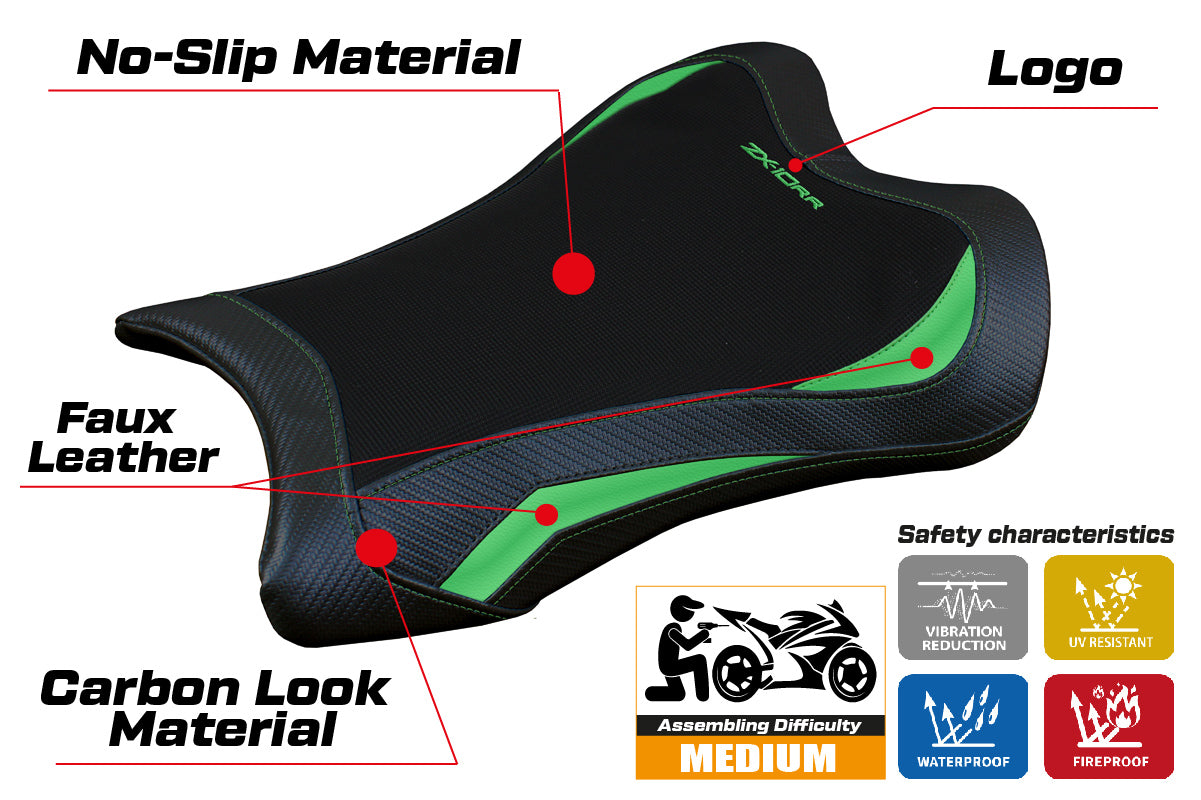 Tappezzeria Italia Kawasaki Ninja ZX10RR 2021-2025 Seat Cover in Green and Black