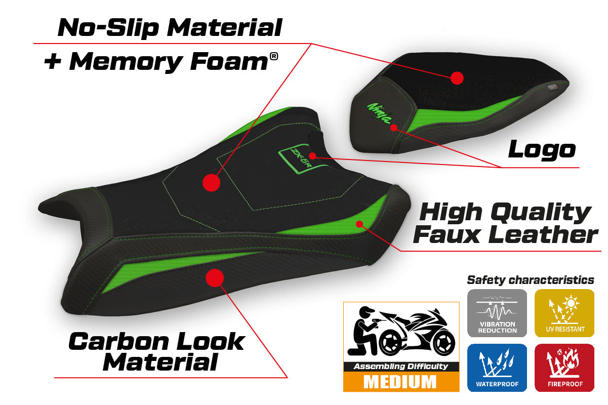 Tappezzeria Italia Kawasaki Ninja ZX6R 2019-2025 Seat Cover Comfort in Green