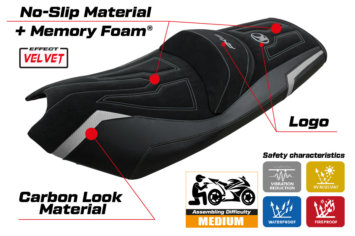 Tappezzeria Italia Kymco AK 550 2017-2024 Seat Cover Comfort in Grey and Silver