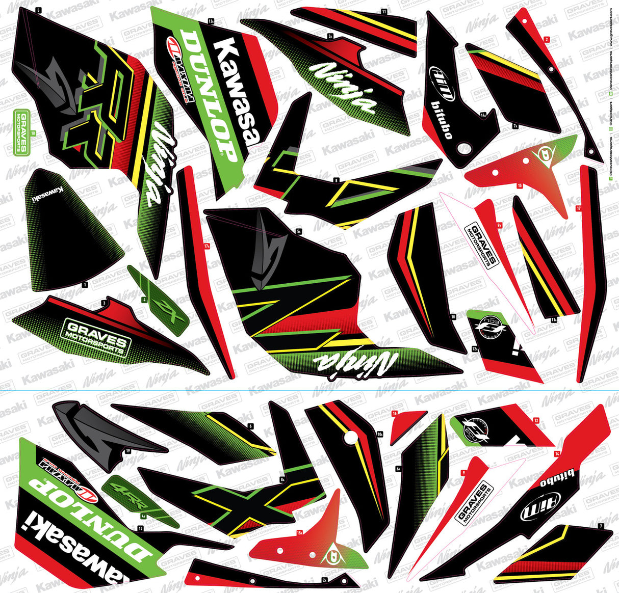 Graves OEM Bodywork Graphics Set Kawasaki ZX-4RR 2024 STK-23ZX4-001