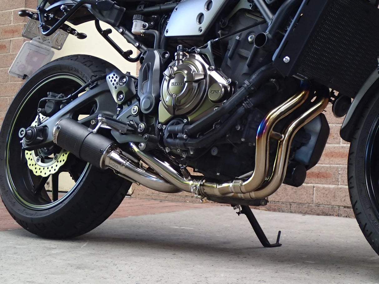 Vandemon  Yamaha R7 MT07 FZ07 XSR700 Tracer 700/GT Tracer 7/GT Titanium Exhaust System YAMAMT07EXHTICFB