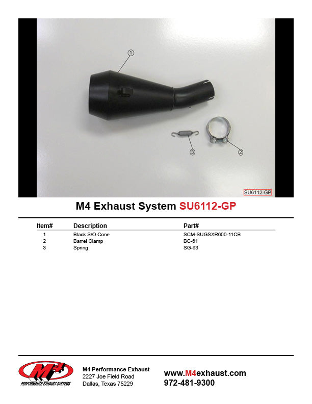 M4 Exhaust GP Black Slip on  GSXR600/750 2011-2025  SU6112-GP