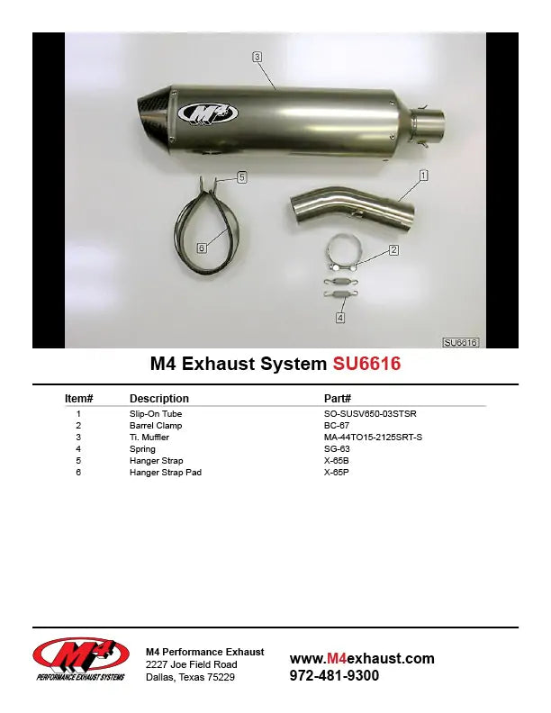 M4 Auspuff Titan Slip On 2004-2010 SV 650 SU6616