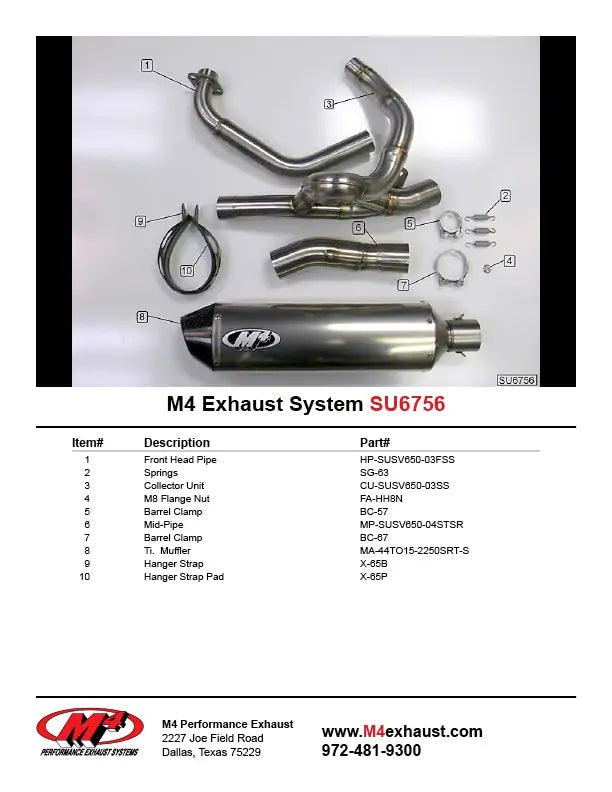 M4 Exhaust Full System Titanium Canister 2004-2010 SV 650 SU6756